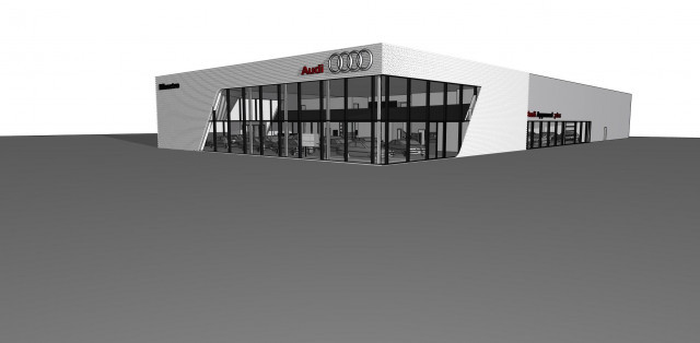 Audi bilanläggning, arkitektens skiss